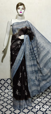 Cotton linen batik print saree Husain